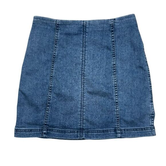 Free People Blue Modern Femme Stretchy Denim Casual Mini Skirt - Picture 4 of 8